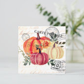 モダンなビンテージスタイルの水彩画のカボチャ 感謝祭 シーズンカード (スタンド正面)
