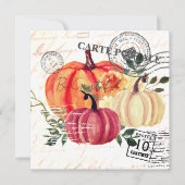 モダンなビンテージスタイルの水彩画のカボチャ 感謝祭 シーズンカード (正面)