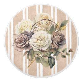 モダンなビンテージ フレンチスタイルの植物ストライプ セラミックノブ