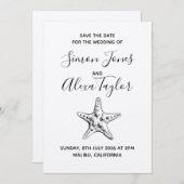 モダンなビーチでのデスティネーションウェディングの保存日 セーブザデート (正面/裏面)