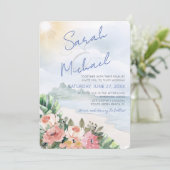 モダンなビーチとフラワーの結婚式招待状 招待状 (スタンド正面)