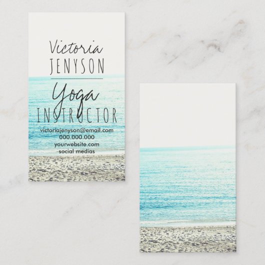 モダンなビーチの写真撮影のヨガのインストラクター 名刺 (正面/裏面)