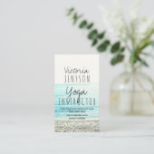 モダンなビーチの写真撮影のヨガのインストラクター 名刺 (スタンド正面)