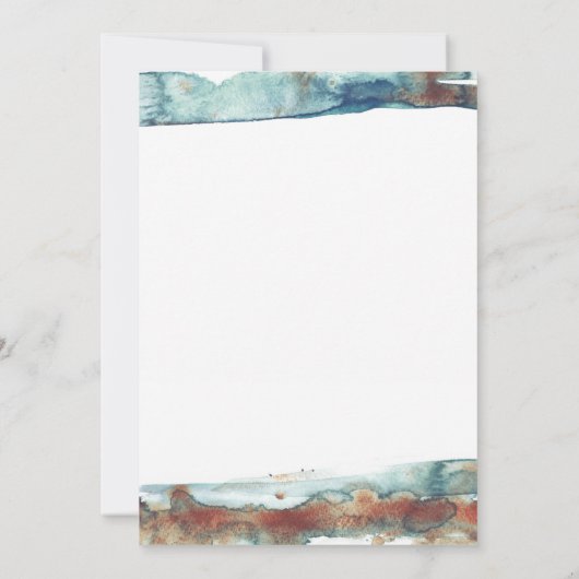 モダンなビーチの水彩画のあと波のブライダルシャワー 招待状 (裏面)