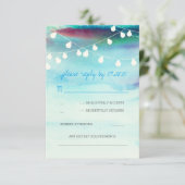 モダンなビーチの水彩画青い結婚RSVPのカード 出欠カード (スタンド正面)