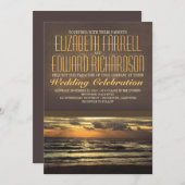 モダンなビーチウェディングの招待状（サンセットの海） 招待状 (正面/裏面)