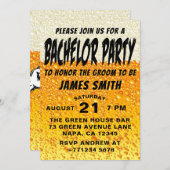 モダンなビールの背景と独身パーティーの招待状 招待状 (正面/裏面)