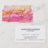 モダンなピンクおよびオレンジ水彩画の洗浄 名刺 (正面/裏面)