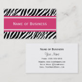 モダンなピンクおよび黒いシマウマのストライプの接触 名刺 (正面/裏面)