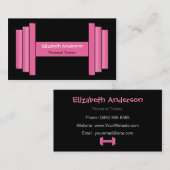 モダンなピンクおよび黒いパーソナルトレーナー 名刺 (正面/裏面)