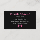 モダンなピンクおよび黒いパーソナルトレーナー 名刺 (裏面)