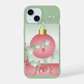 モダンなピンクとグリーンのクリスマスの喜び iPhone 15ケース