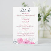 モダンなピンクとグレーの水彩画の花々が咲き誇る春のウェディング エンクロージャーカード (スタンド正面)