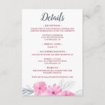 モダンなピンクとグレーの水彩画の花々が咲き誇る春のウェディング