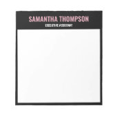 モダンなピンクと白と黒のデザイン ノートパッド (正面)