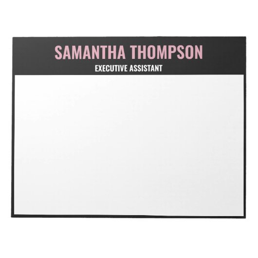 モダンなピンクと白と黒のデザイン ノートパッド (正面)