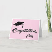 モダンなピンクのお祝い 卒業おめでとう カード (正面)