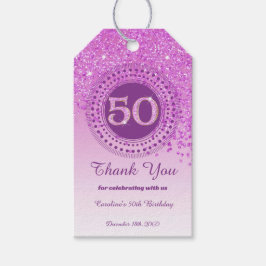 モダンなピンクのきらめき 50歳の誕生日 ギフトタグ