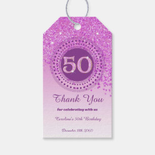 モダンなピンクのきらめき 50歳の誕生日 ギフトタグ