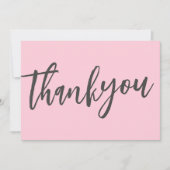 モダンなピンクのカリグラフィー スクリプト ウェディング サンキューカード (正面)