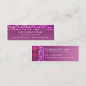 モダンなピンクのシックなプロフィールの小型名刺 スキニー名刺 (正面/裏面)