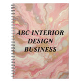 モダンなピンクのシルバー大理石のテクスチャとタイポグラフィ ノートブック (正面)