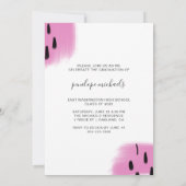 モダンなピンクのスプラッシュ 1枚の写真 卒業パーティー 招待状 (裏面)