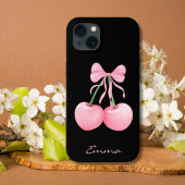 モダンなピンクのチェリーとリボンのカスタムデザイン Case-Mate iPhoneケース