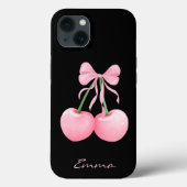 モダンなピンクのチェリーとリボンのカスタムデザイン Case-Mate iPhoneケース (裏面)