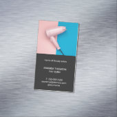 モダンなピンクのブルーグレーの美容院の美容師 マグネット名刺 (インサイチュ)