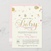 モダンなピンクのベビーはベビーシャワーの招待状を振りかけます 招待状 (正面/裏面)