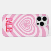モダンなピンクのモノグラム iPhoneケース (裏面横)