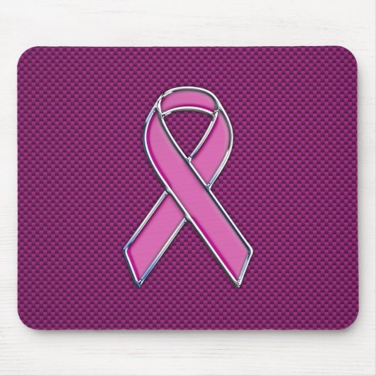 モダンなピンクのリボンの認識度のデザイン マウスパッド (正面)