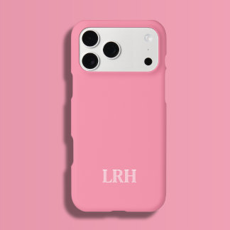 モダンなピンクの二層シンプルモノグラム iPhone 15 PROケース