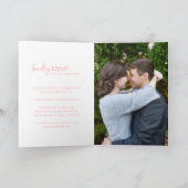モダンなピンクの写真の結婚式 招待状 (内部)