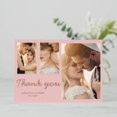 モダンなピンクの写真付き結婚式の招待状にお礼 箔招待状 (立ち正面)