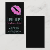 モダンなピンクの唇のメーキャップアーティストの美容師 割引カード (正面/裏面)
