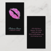 モダンなピンクの唇のメーキャップアーティストの美容師 名刺 (正面/裏面)