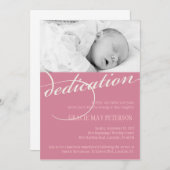 モダンなピンクの女の赤ちゃんの献呈の招待状 招待状 (正面/裏面)