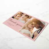 モダンなピンクの感謝の気持ちを込めた写真付き結婚式招待状 箔招待状 (回転した状態)