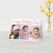 モダンなピンクの母の日の写真 カード (黄色い花)