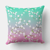 モダンなピンクの水のグラデーションなcherrieの花の花柄 クッション (裏面)