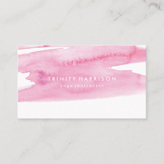 モダンなピンクの水彩画の洗浄 名刺 (正面)