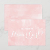 モダンなピンクの水彩画 あなたは私のフラワーガールになりますか 招待状 (正面/裏面)