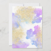 モダンなピンクの水彩画 ゴールドグリッターのキンセアニエラ 招待状 (裏面)