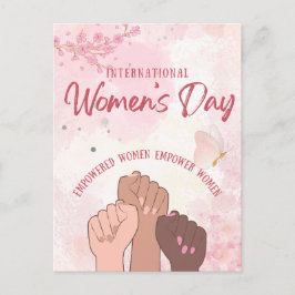 モダンなピンクの水彩花の女性の日 ポストカード