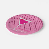 モダンなピンクの水玉模様のマルティーニのカスタムの誕生日 ペーパープレート (アングル)