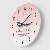 モダンなピンクの液体のグリッター及びまつげ ラージ壁時計 (傾斜)