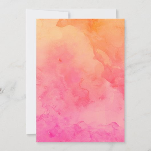 モダンなピンクの珊瑚の水彩画のグラデーションな最初誕生日 招待状 (裏面)