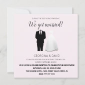 モダンなピンクの結婚しました！ウェディング 案内状 (正面)